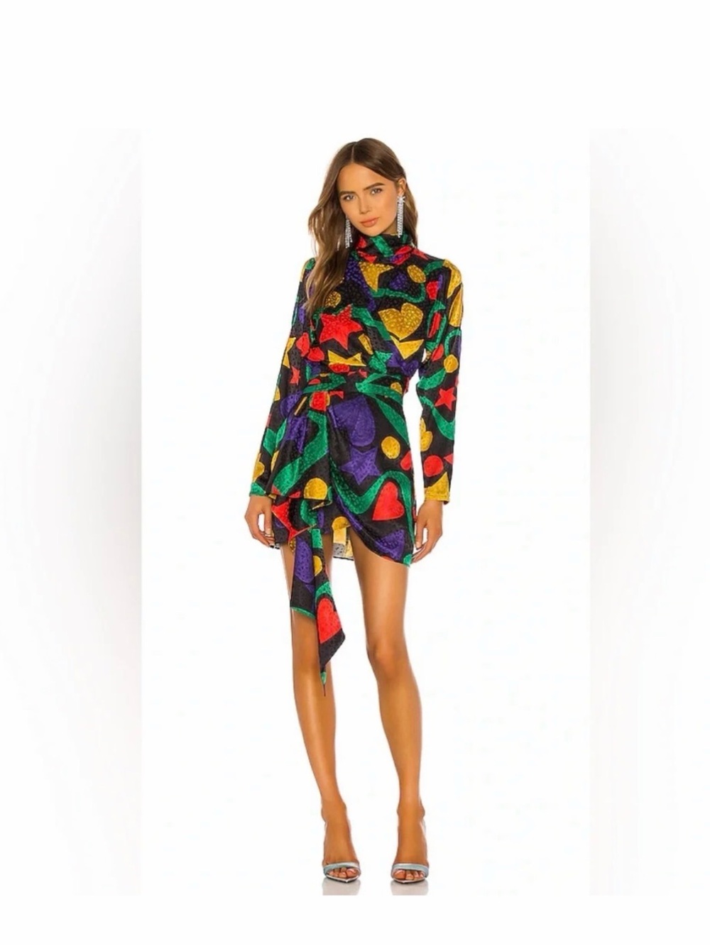 Ronny Kobo Multicolor Abstract Print Long-Sleeve Mini Dress